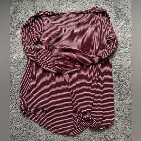 AMERICAN EAGLE Soft & Sexy Oversized Striped Red/White Long Sleeve | Size L - Picture 2 of 4